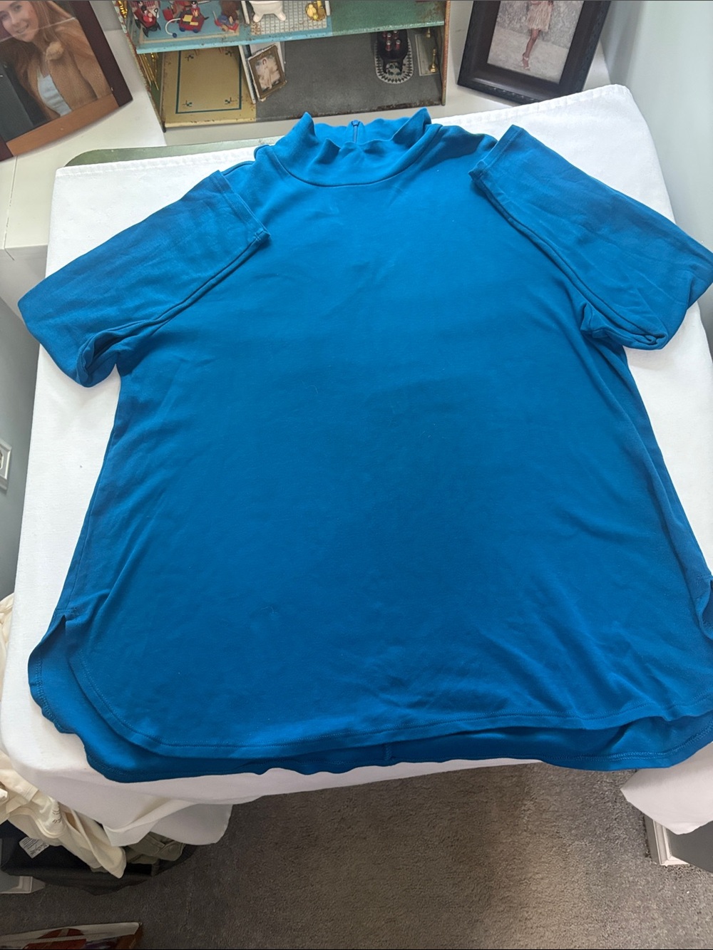 Chico's Teal Blue Mock Neck Tee - size 3 Chicos -